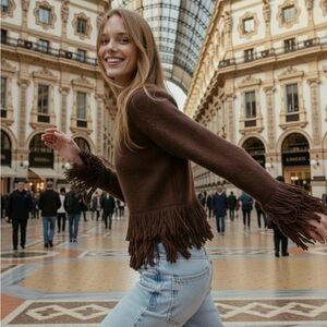 NWT Zara Fringed Button Knit Cardigan